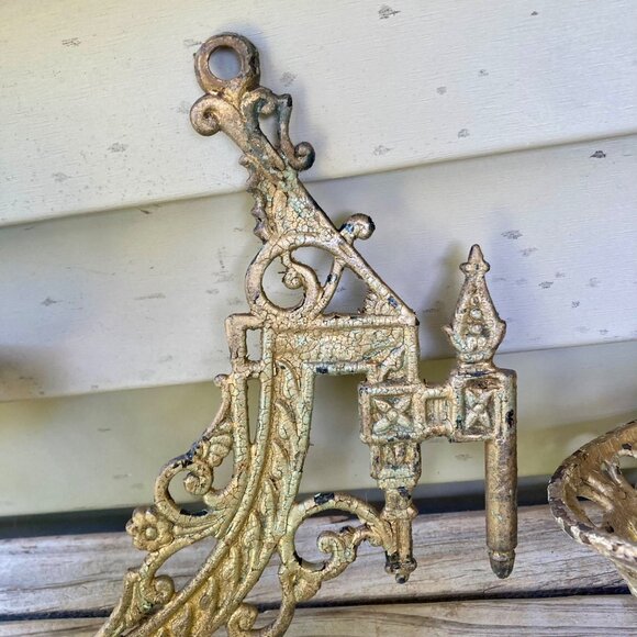 Lot 2 Vintage Cast Iron Oil Lamp Wall Sconces Swing Arm Antique Sconce - Picture 3 of 9